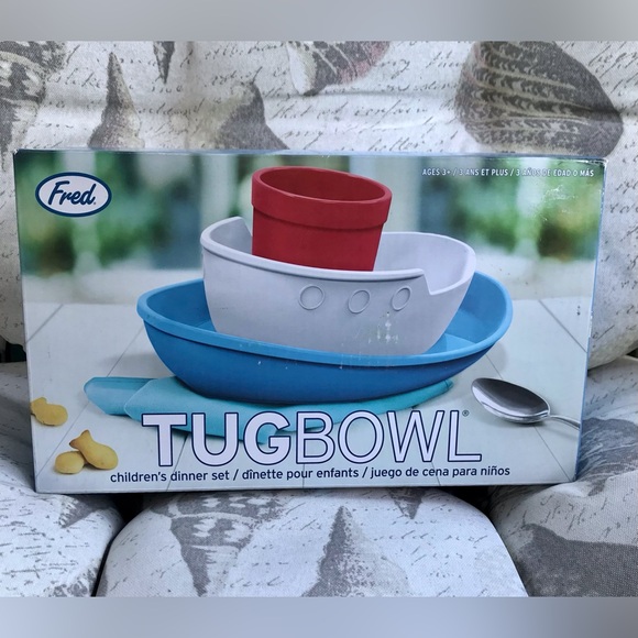 NEW Sealed Box FRED Tugbowl Tugboat Dinner Set Cup Plate Dish Bowl Ship Fun Food - Picture 12 of 13